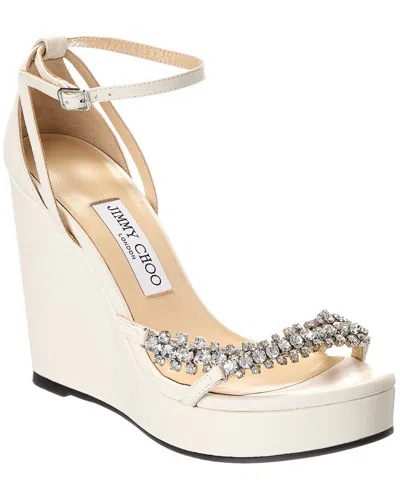 JIMMY CHOO BING 120 LEATHER WEDGE SANDAL