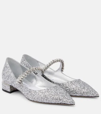 Jimmy Choo Bing 25 Embellished Mary Jane Pumps In Silver