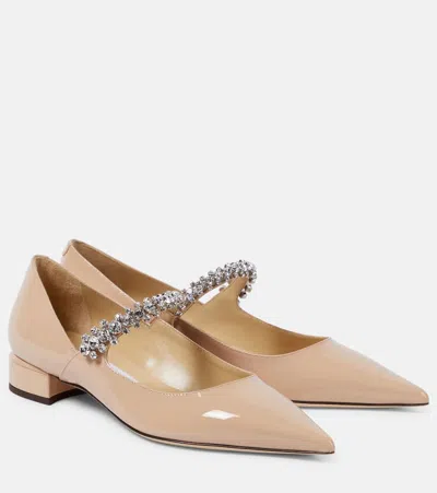 Jimmy Choo Bing 25 Crystal-embellished Patent-leather Pumps In Neutrals