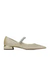 Jimmy Choo Pointed Toe Flat With Crystal Strap In Gold