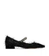 Jimmy Choo Bing Feather-embellished Ballet Flats In Black