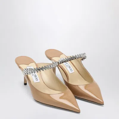 Jimmy Choo Bing 65 Biscuit Colour Sabot With Rhinestones In Brown