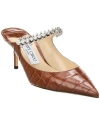 Jimmy Choo Bing 65 Crystal-embellished Croc-effect Leather Mules In Brown