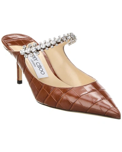 Jimmy Choo Bing 65 Croc-embossed Leather Pump In Brown