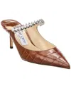 Jimmy Choo Bing 65 Crystal-embellished Croc-effect Leather Mules In Brown