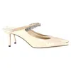 Jimmy Choo Bing 65 Crystal-embellished Mules In Cream Leather In White