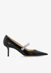 Jimmy Choo Bing 65mm Crystal-embellished Patent-leather Pumps In Black