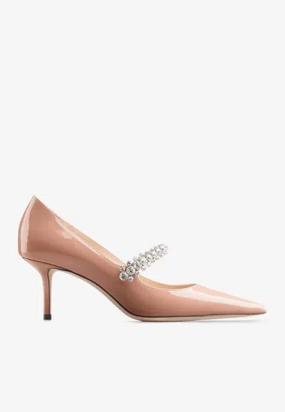 Jimmy Choo Bing 65 Crystal-embellished Pumps In Patent Leather In Pink