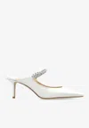 Jimmy Choo Bing 65 Crystal Strap Satin Mules In White