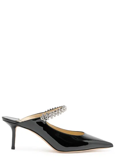 Jimmy Choo Bing 65 Embellished Patent Leather Mules In Black
