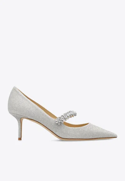 Jimmy Choo Bing 65 Glittered Pumps In Platinum