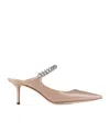 Jimmy Choo Bing 65 Embellished Patent Leather Mules In Nude