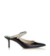 Jimmy Choo Bing 65 Embellished Patent Leather Mules In Black