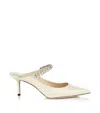 Jimmy Choo Bing 65 Crystal-embellished Mules In Cream Leather In White