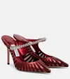Jimmy Choo Bing 65 Embellished Leather And Mesh Pumps In Red