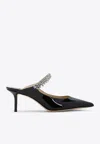 Jimmy Choo Bing 65 Embellished Patent Leather Mules In Black