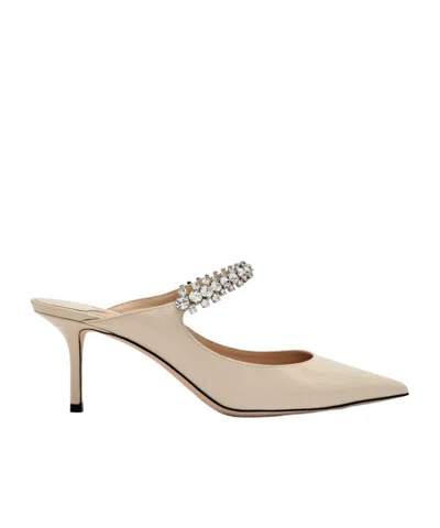 Jimmy Choo Bing 65 Patent Leather Mules In Neutral