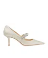 Jimmy Choo Bing 65 Leather Embellished Pumps In Nude