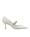 Jimmy Choo Bing 65 Pointed-toe Embellished Pumps In Nude