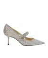 Jimmy Choo 'bing' Metallic Rhinestoned Pumps With Crystal Embellished Band In Multicolor