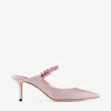 Jimmy Choo Bing 65 Glittered Leather Mules In Rose/pink