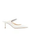 Jimmy Choo Bing 65 Crystal-embellished Mules In Cream Leather In White