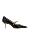 Jimmy Choo Jewel Strap Pointed Toe Pumps In Black