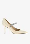 Jimmy Choo Bing 65 Pointed-toe Embellished Pumps In Beige