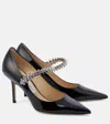 Jimmy Choo Bing 65mm Crystal-embellished Patent-leather Pumps In Schwarz