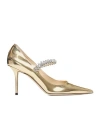 Jimmy Choo Bing Crystals Patent Leather Pumps In Nude