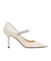 Jimmy Choo Bing 85 Crystal-embellished Pumps In Patent Leather In White