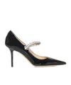 Jimmy Choo Bing 85 Crystal-embellished Pumps In Patent Leather In Black