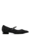 Jimmy Choo Bing Feather-embellished Ballet Flats In Black