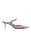 Jimmy Choo Bing 65 Glittered Leather Mules In Gray
