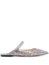 Jimmy Choo Silver Crystal Strap Glitter Sandals In Purple