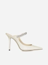 Jimmy Choo Bing 100 Crystal-embellished Patent-leather Mules In Linen