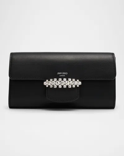 JIMMY CHOO BING CRYSTAL SMOOTH LEATHER WALLET