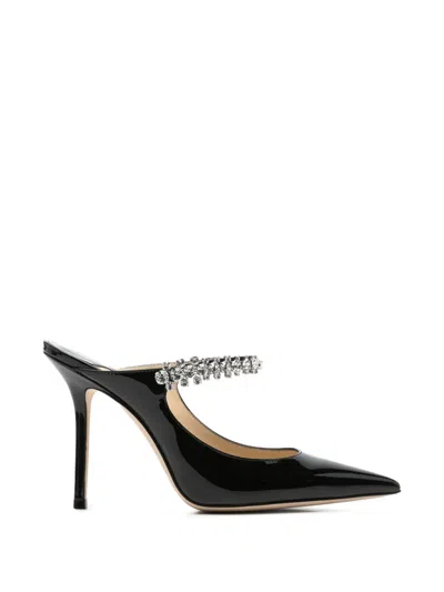 Pre-owned Jimmy Choo Bing Crystal-embellished Mules In Black