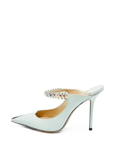 Pre-owned Jimmy Choo Bing Crystal-embellished Mules In Blue
