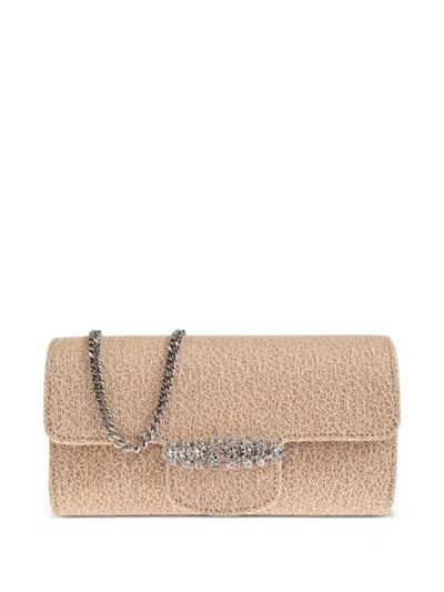 Jimmy Choo Bing Crystal-embellished Wallet On Chain In Nude