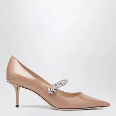 Jimmy Choo Bing Crystal-strap Patent Leather Pumps In Ballet Pink In Nude