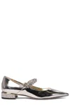 Jimmy Choo Bing Embellished Flat Shoes In Golden