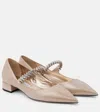 Jimmy Choo Bing Embellished Leather Mary Jane Flats