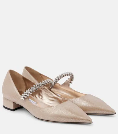 Jimmy Choo Bing Embellished Leather Mary Jane Flats