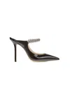 Jimmy Choo Bing 100 Crystal-embellished Patent-leather Mules In Black