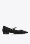 Jimmy Choo Bing Feather-embellished Ballet Flats In Black
