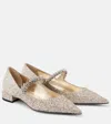 Jimmy Choo Bing Glitter Ballet Flats In Sand