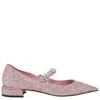 Jimmy Choo Sequin-covered Leather Ballerina Pumps With Swarovski Strap In Pink
