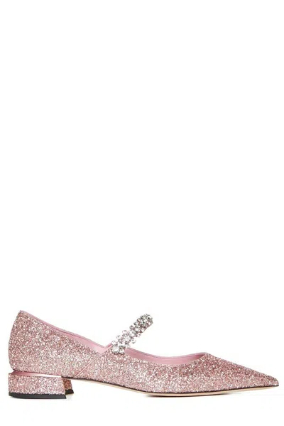 Jimmy Choo Bing Glittery Flat Shoes In Pink