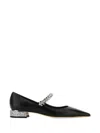 Jimmy Choo Nappa Leather Bing Ballerinas With Embellished Strap In Black